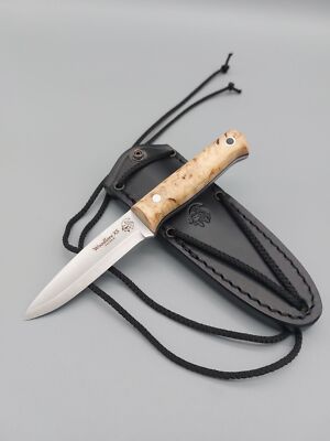 J&V Woodlore XS Abedul Jagdmesser Neck Knife 14C28N Stahl Maserbirke