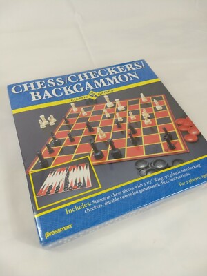 Pressman Toys Chess Checkers Backgammon A Collection of 3 Favorite Classic Games