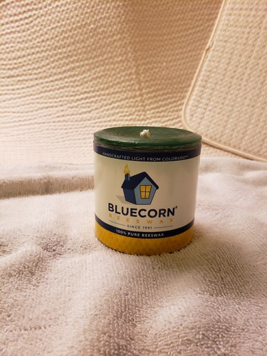 100% Beeswax 3 Inch Wide X 3 Inches Tall Green Pillar Candle