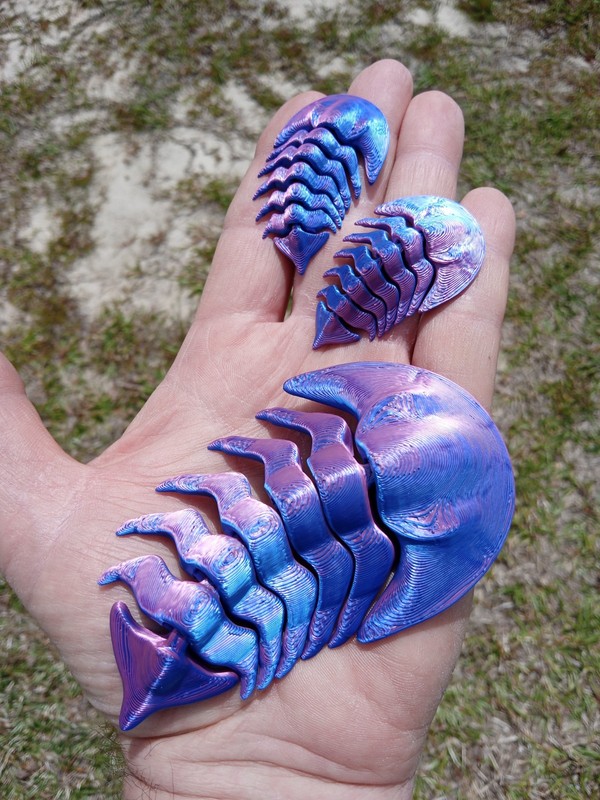 Lot of 3 Multi-Colored Replica Fossil Trilobites! Movable, Poseable. T3