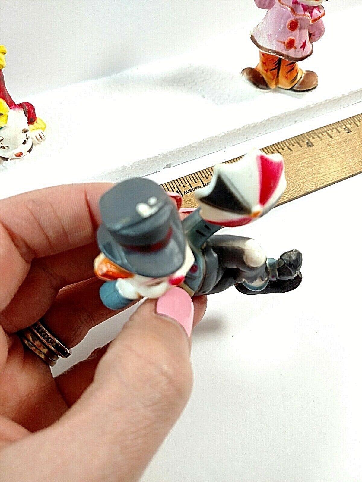 Vintage Clown Figures Plastic Lot of 4 Cake Toppers Crafting Decor Circus 1960s