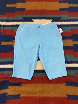 CJ Banks Relaxed Fit High-Rise Skimmer 14W Average Blue Shorts