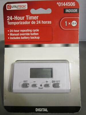 UTILITECH Digital Timer Model #0144506 Indoor 24 Hour Repeating Cycle Timer New