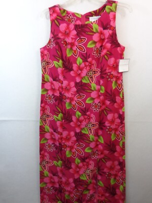 Sag Harbor Dress Women's 10 Fuchsia Sleeveless Shift Hawaiian New With Tags