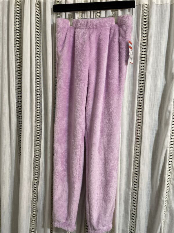 Cat & Jack Girls Faux Fur Fuzzy Sweatpants Light Purple Lounge XLarge 14/16 5045