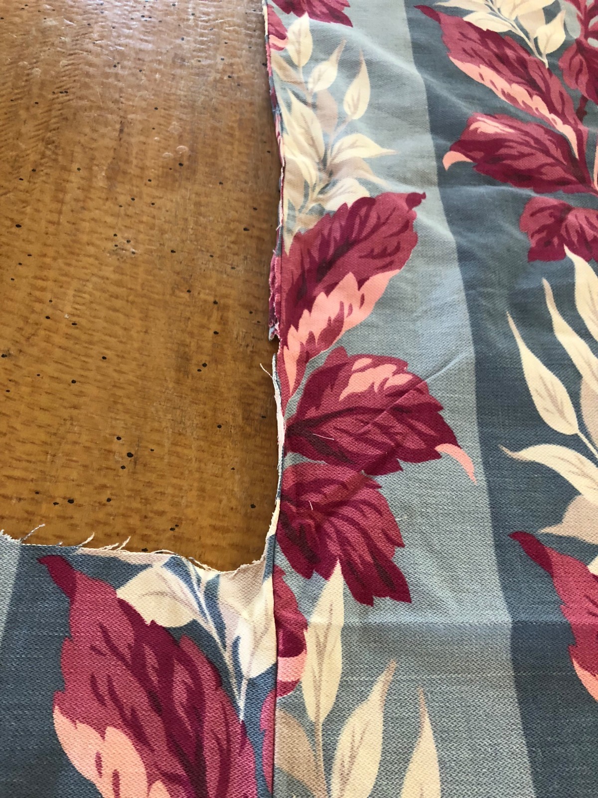 Vintage 40s Barkcloth Curtain Panel and Remnant