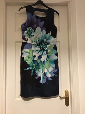 Oasis ladies Floral Blue Dress Size 12 New With Tags