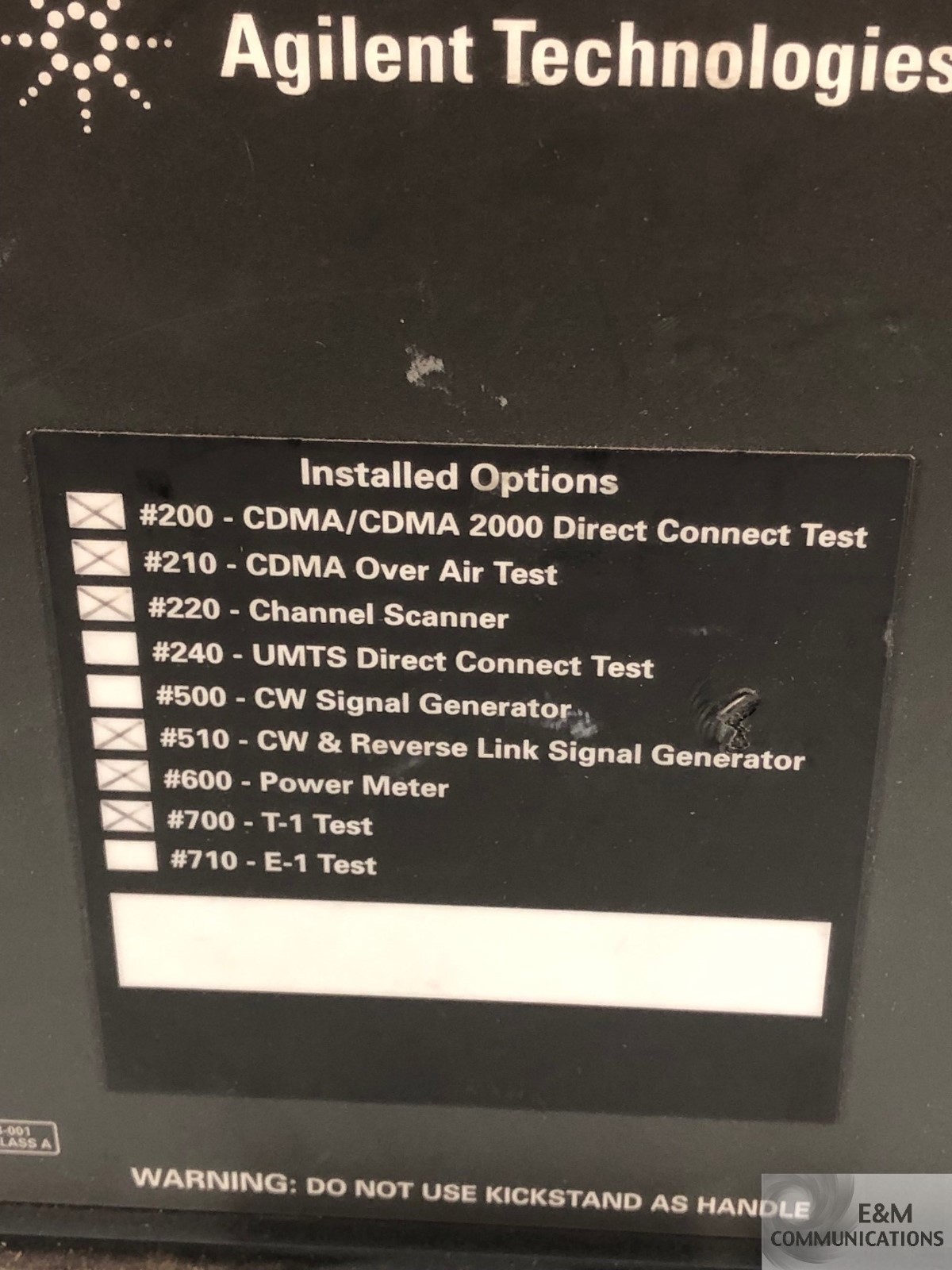 E7495A HP AGILENT BASE STATION TEST SET 6 OPTIONS NO BATTERIES OR AC ADAPTER