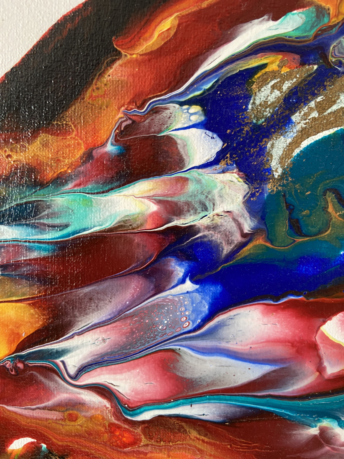 Butterfly red, blue, orang, gold acrylic paintings on canvas original, signed