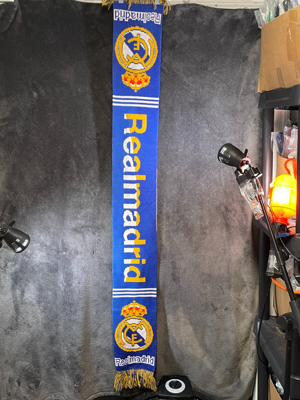 Vintage Real Madrid FC Football Club Scarf Blue/White Yellow