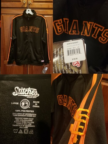 NWT Majestic Youth L SF Giants Track Jacket Dugout Stitched Stitches Logo MLB