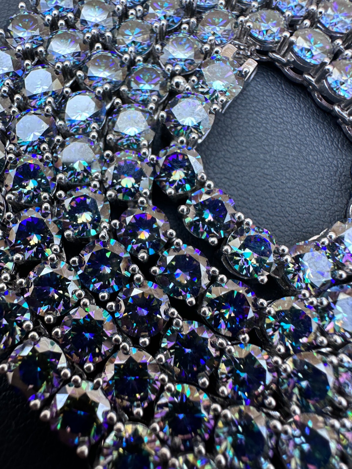 Pre-owned Silver Real Blue Moissanite 5mm Tennis Chain 925  Iced Necklace Pass Diamond Test