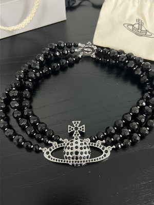 Vivienne Westwood Messaline Triple Three Row Black Gem