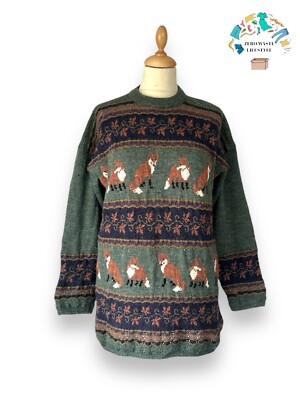 Acorn Vintage Womens Wool Jumper  Fox Green  Size M UK Size 12 PB046