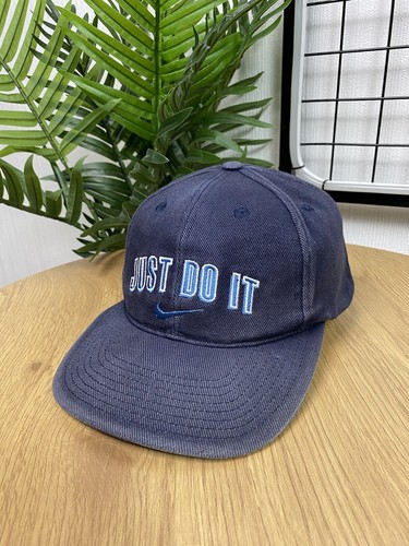 【90s】Nike cap Just Do It navy Vintage 90s Nike Just Do It Spellout Swoosh Check Blue