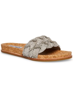

STEVE MADDEN Женские серебряные сандалии Derya с круглым носком на танкетке без шлепанцов, Серебряный, DERY01S1