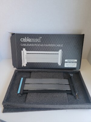 Cablemod Right Angle PCI-E 4.0 Riser Cable (Black, 22cm / 220mm) New Open Box!