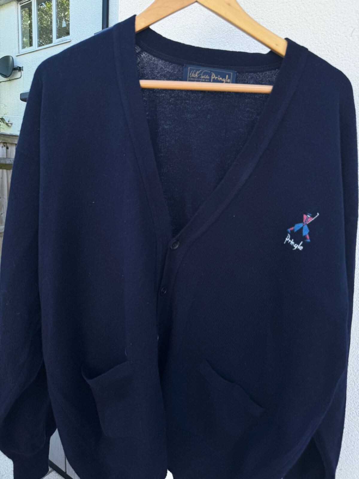 \"90s pringles\" knit cardigan M navy 英国製 Men's Navy Cashmere Cardigan - Pringle of Scotland