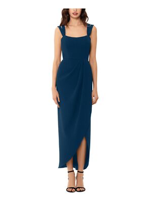 XSCAPE Womens Draped Double-strap Sleeveless Scoop Neck Maxi Formal Gown Dress