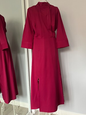 Sisley Midi Dress Womens Size 8 Burgundy Red Beet High Neck