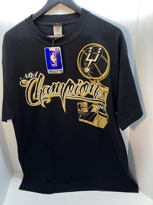 New UNK San Antonio SPURS 2007 NBA 4x Champions Finals Black T-shirt XL NWT Team