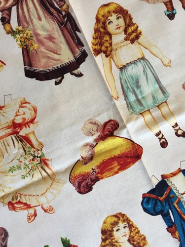Blue Hill Fabrics VICTORIAN PAPER DOLLS  1 yard quilting OOP cotton