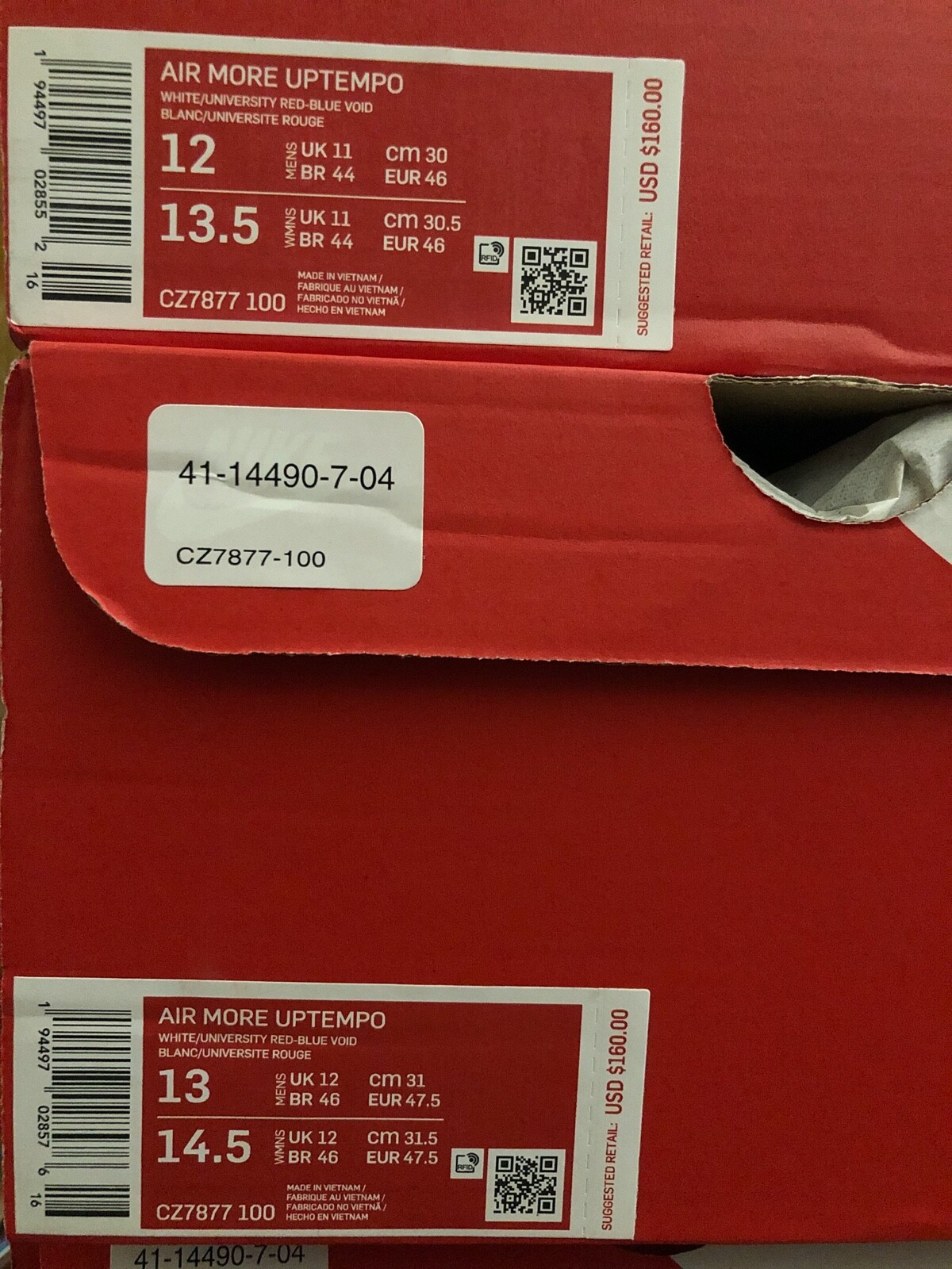 Nike Air More Uptempo White Blue Red 