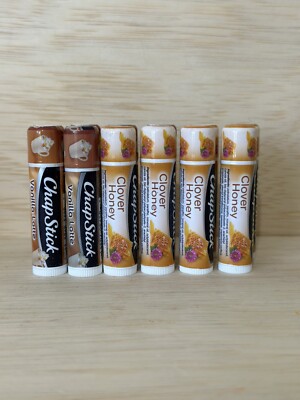6-Limited Edition Chapstick CLOVER HONEY Lip Balm & 6- Vanilla Latte (Sealed)