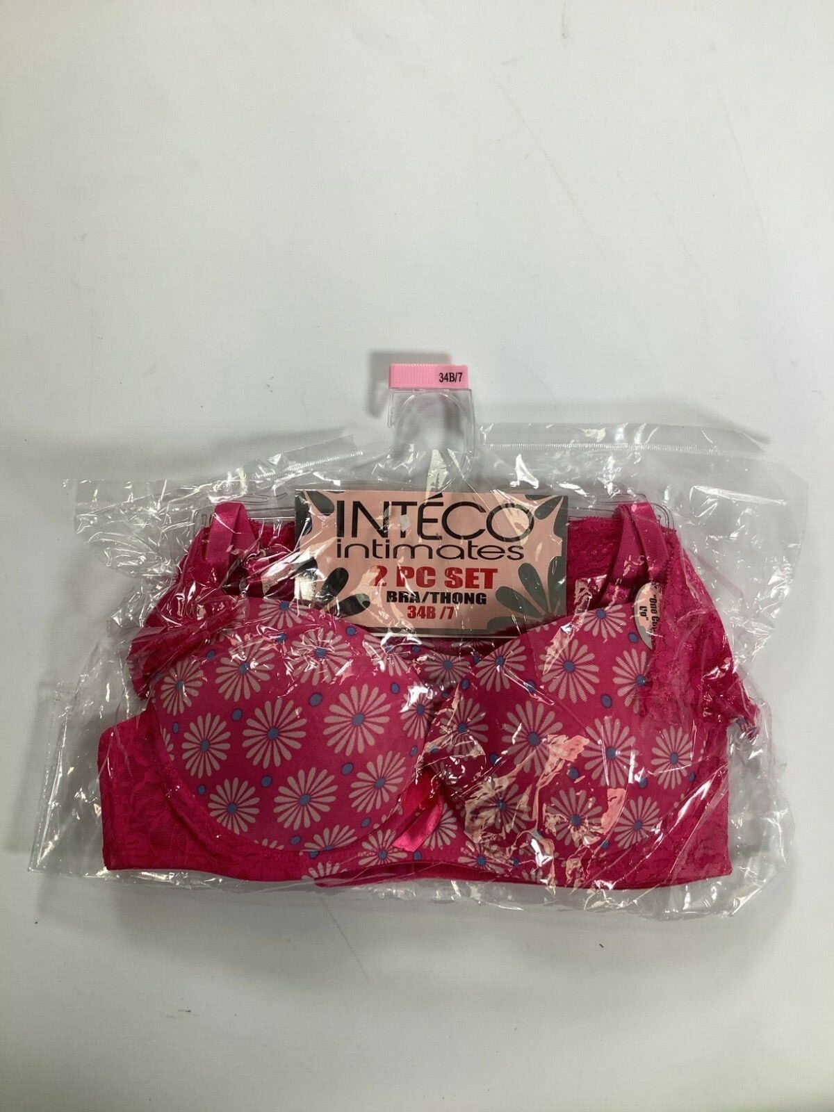 Women’s Inteco Pink Flower Bra / Thong Set NEW!