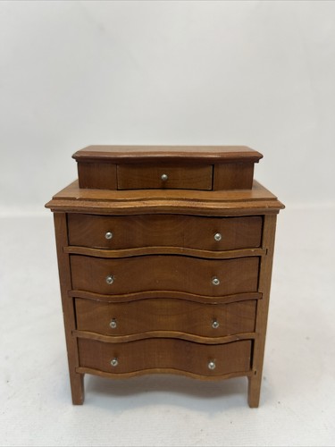 Vintage Strom Becker Dollhouse Furniture Tall Cherry Wood Dresser - 4.125" Tall