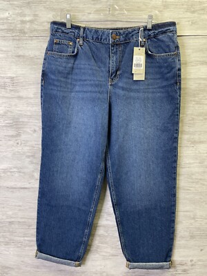 Boden Boyfriend Jeans 10 Womens Blue Denim High Rise Cotton