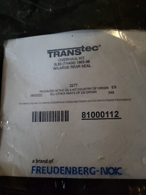TRANS TEC OVERHAUL KIT 3L80 (TH400) 1965-96 W/LARGE REAR SEAL. 81000112