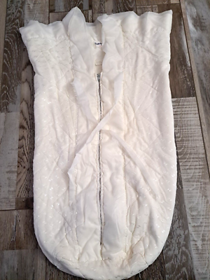 Vintage Baby Receiving Swaddle Blanket White Quilted Zip Trundle
