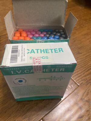 50Pcs Disposable I.V Catheter Piercing Sterile Needles Mix 16G--22G Open Box