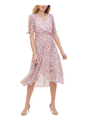 

TOMMY HILFIGER Женское белое платье с запахом и рукавами до локтя с поясом, Белый