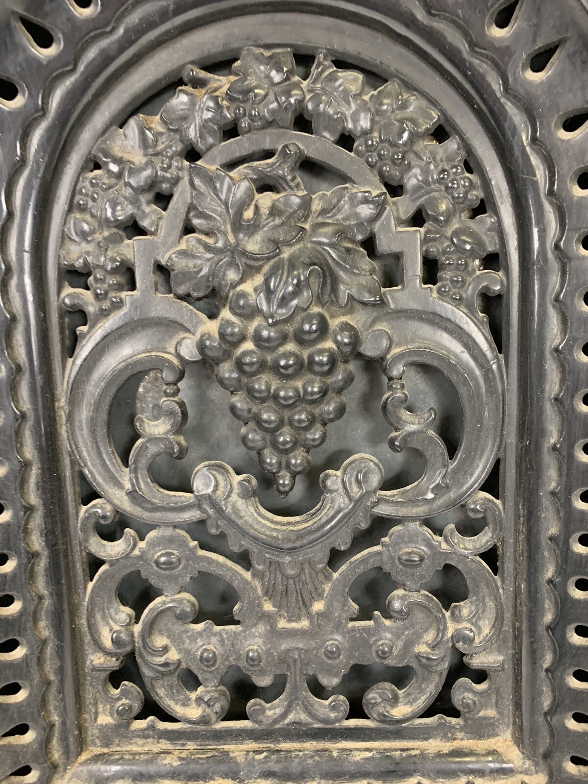 Antique Cast Iron Summer Cover Fireplace Ornate Arch Grapes