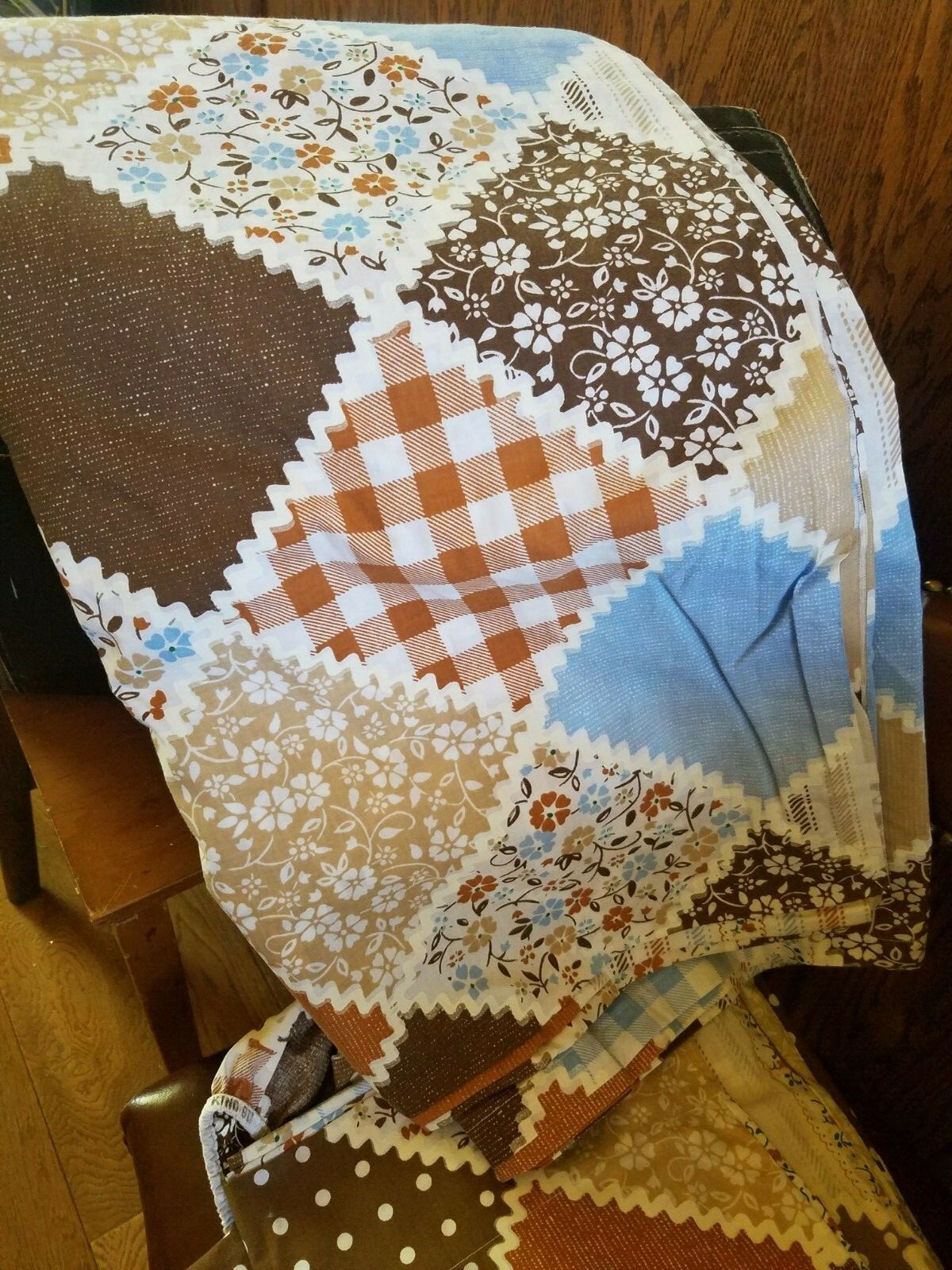 1970s Bedding Set - King Size Sheets - Fitted, Flat and 2 Pillowcases- Patchwork