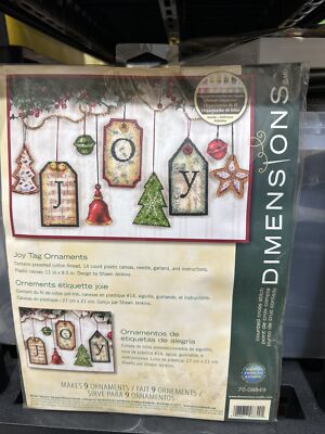 Dimensions JOY TAG ORNAMENTS Christmas Counted Cross Stitch KIT 70-08849