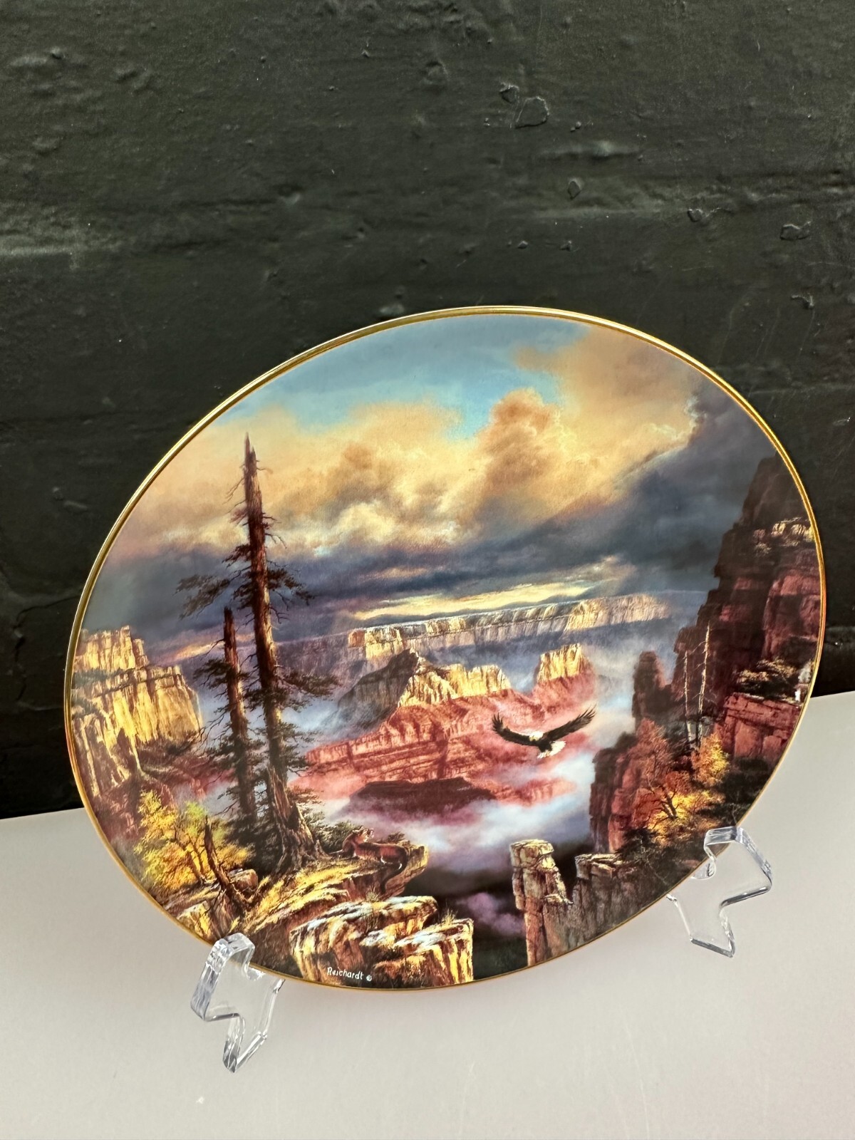 Collector Porcelain Plate Where Eagles Soar 90s Winston Roland God Bless America