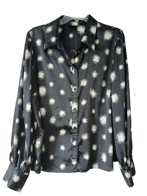 Who What Wear Women's Blouse Size XXL Black White Dandelion Print