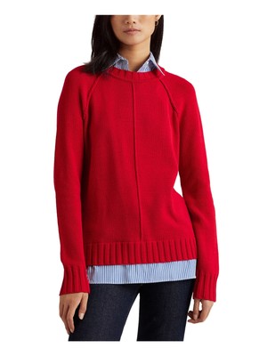 

LAUREN RALPH LAUREN Женский красный полосатый свитер с воротником и длинными рукавами