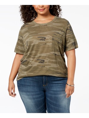COLD CRUSH Womens Green Camouflage Short Sleeve Crew Neck T-Shirt S