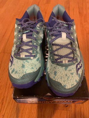 Saucony Women's Grid Caliber TR Trail Runner, Mint/Blue