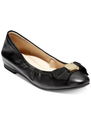

COLE HAAN Женское Черное Кожаное Платье Тали С Круглым Носком Слипоны Балетки, Черный, W12248