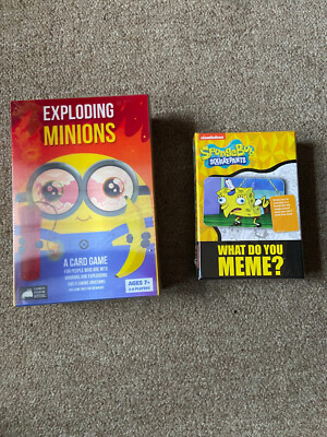 Lot of 2 SpongeBob Card Games - Exploding Minions & What Do You Meme - NIB