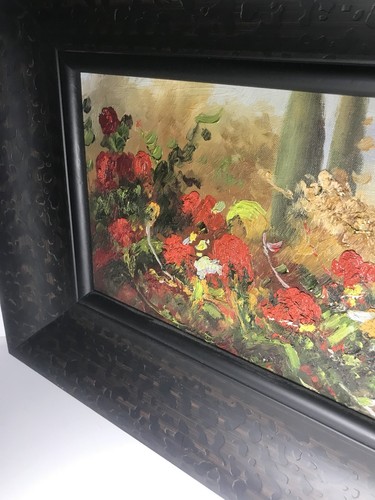 Wonderful Scenic Floral Canvas Painting In Large Heavy Frame