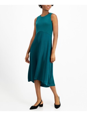 

ALFANI Женское бирюзовое платье миди хай-лоу без рукавов с круглым вырезом Размер, Teal