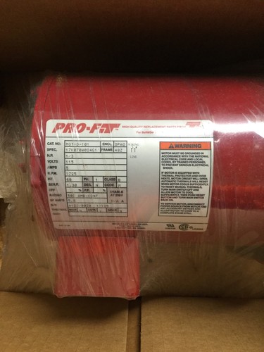 NEW, TACO PRO-FIT, MOT-D-101, MOTOR 1/3 HP, 1725 RPM, SINGLE PHASE, (8i-1)
