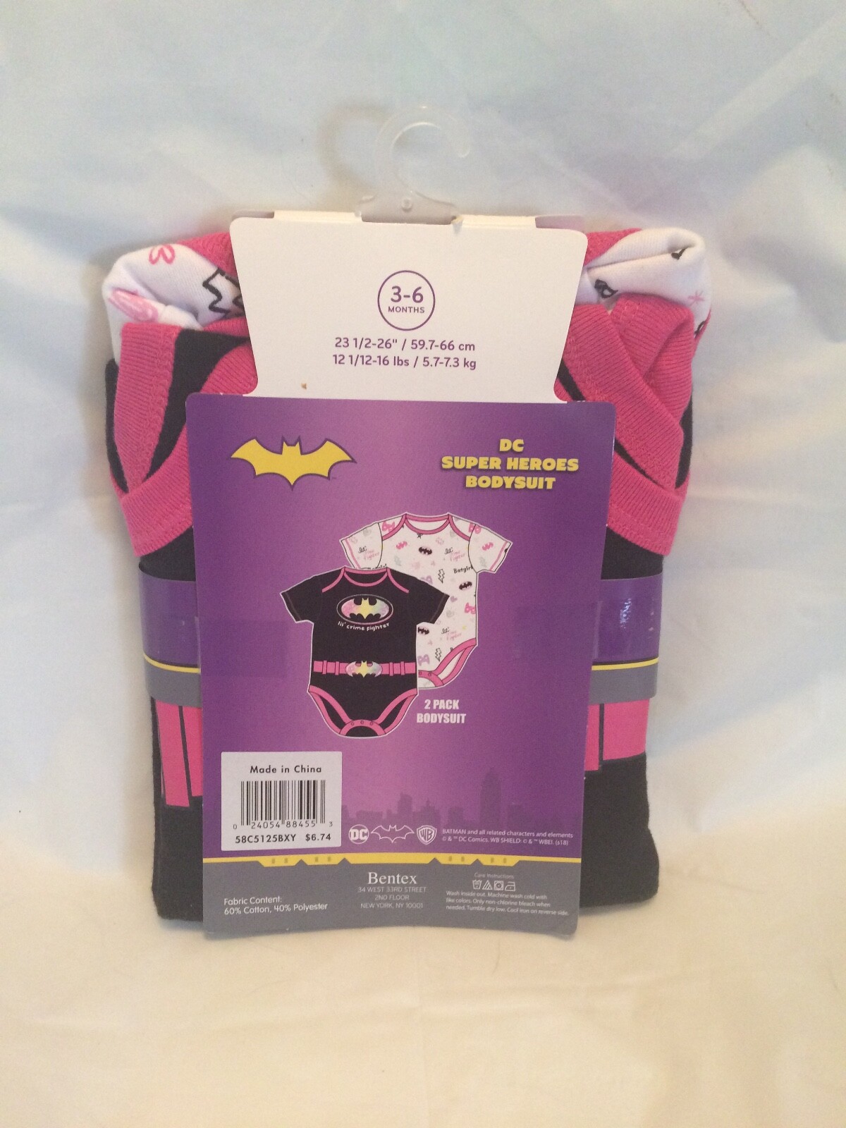 dc super heroes baby bodysuit girls 2pk 3-6 months