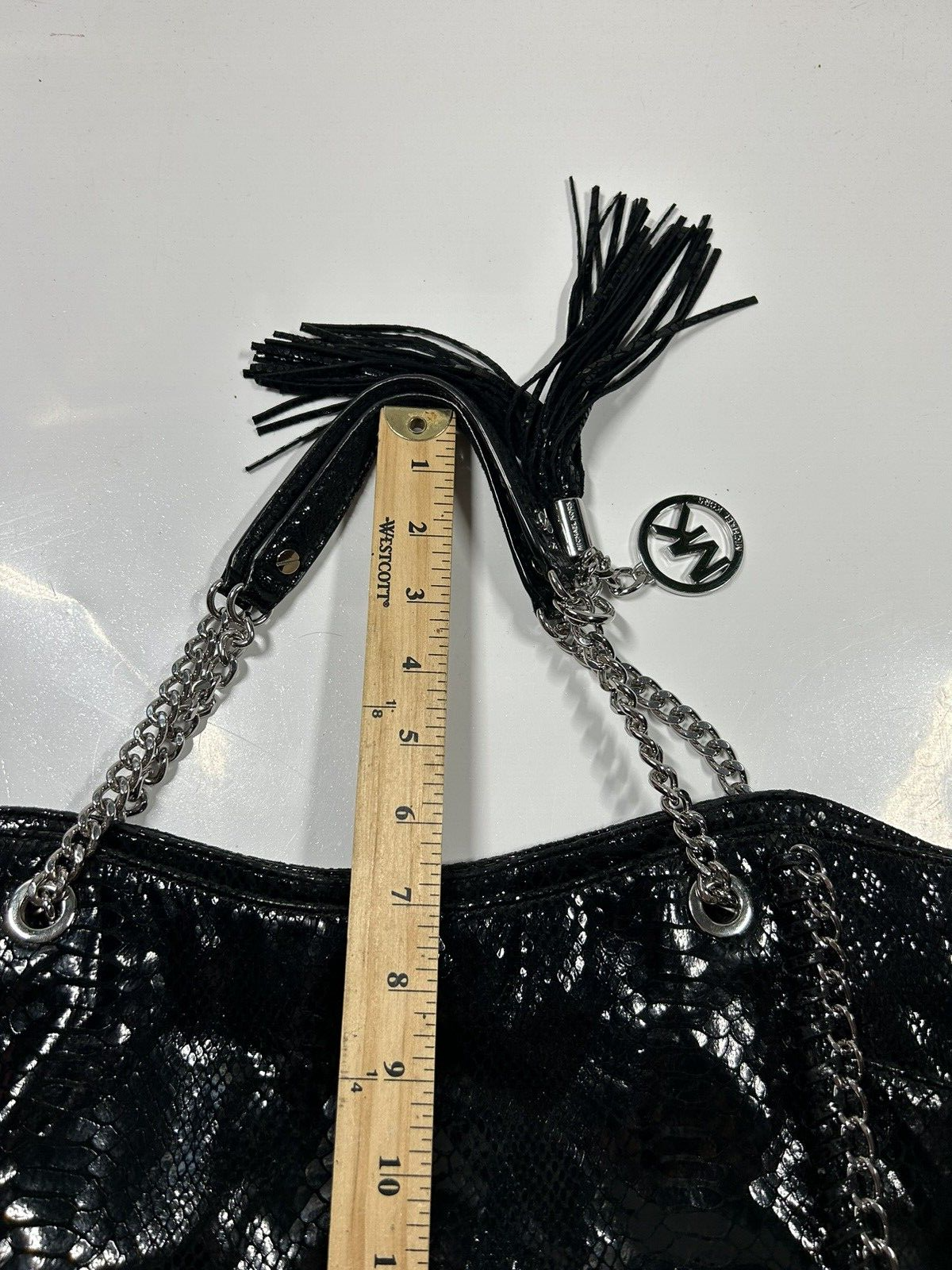 Michael Kors Black Snakeskin Bag Chainlink Handbag Purse